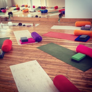 Victor's Lab yoga studio all set up for the Relaxation Yoga Workshop, Peckham, London