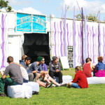 Into the Woods tent where Lucyoga ran daily yoga sessions for the music festival