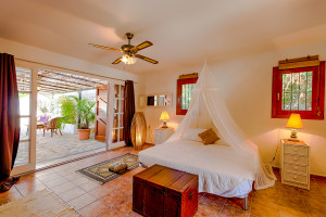 One of the guest rooms at the Lucyoga and Get Lost Retreats holiday in Moraira, Costa Blanca, Spain.