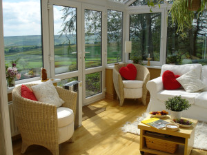 The conservatory at The Healthy Home near Skipton, venue for the Lucyoga Goes to Yorkshire Yoga Retreat, 3 - 6 September