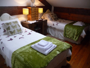 Twin bedroom in The Healthy Home near Skipton, venue for the Lucyoga Goes to Yorkshire Yoga Retreat, 3 - 6 September