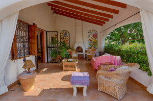 The covered terrace we'll be using for yoga at the Lucyoga and Get Lost Retreats holiday in Moraira, Costa Blanca, Spain.